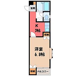 ジャストハイツA 1Kの間取図画像