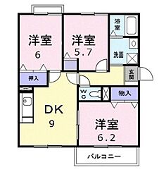 リゼ・クレスト 3DKの間取図画像