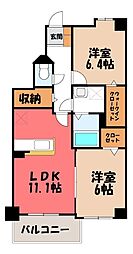 コムフォートワン 2LDKの間取図画像