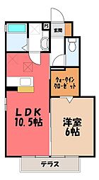 シルフィードA 1LDKの間取図画像