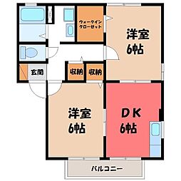 ニューポワールA 2DKの間取図画像