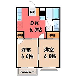 カトルセゾン 2DKの間取図画像