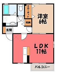 プラシード 1LDKの間取図画像