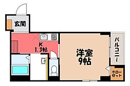 ベルフォーレ 1Kの間取図画像