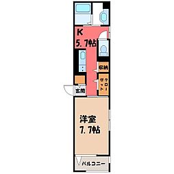 La Maison 表町 2階1Kの間取り