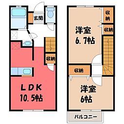 メゾネット南雲 A 1階2LDKの間取り