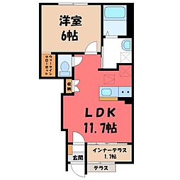 ピパトール 1階1LDKの間取り