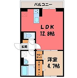 D-ROOM台新田町 3階1LDKの間取り