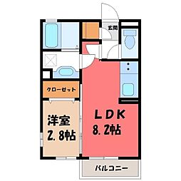 プリマヴェーラ 1階1LDKの間取り