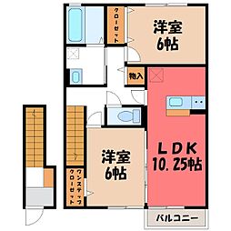 セトルガーデン 2階2LDKの間取り