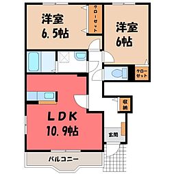 ドルチェ・ヴィータI 1階2LDKの間取り