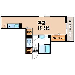 la chance 3階ワンルームの間取り