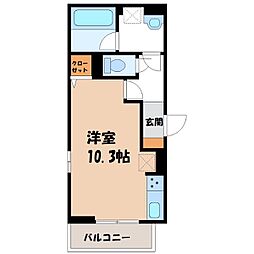 la chance 3階ワンルームの間取り