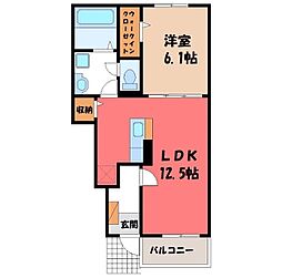グレイスパーク I 1階1LDKの間取り