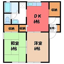 コンフォール D 1階2DKの間取り
