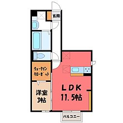 エクシブ高崎 1階1LDKの間取り