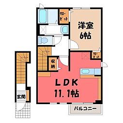 アンジュ 2階1LDKの間取り