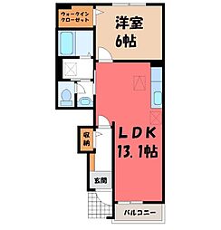 コテージ・ガーデン A 1階1LDKの間取り