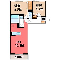 プレミアムメゾン高崎飯塚町 II 2階2LDKの間取り