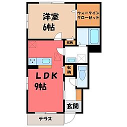 プレアデス 1階1LDKの間取り