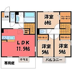 グランテラス三俣 1階3LDKの間取り