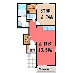 メゾン　フローラ Ａ 1階1LDKの間取り