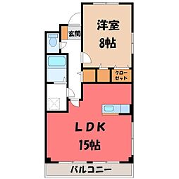 グリーンパークAya 2階1LDKの間取り