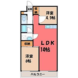 クリーンパレス 4階2LDKの間取り