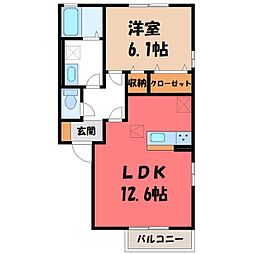 グランジェ I 1階1LDKの間取り