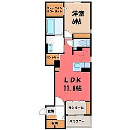 ラ ペ フラン I 1階1LDKの間取り