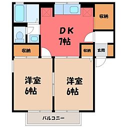 ハウゼ・K A 1階2DKの間取り