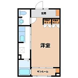 るーばんハイム 1階1Kの間取り