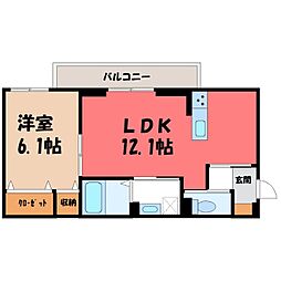 ルミナスプレイス 1階1LDKの間取り