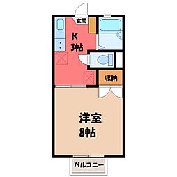 タカダハイツ 1階1Kの間取り