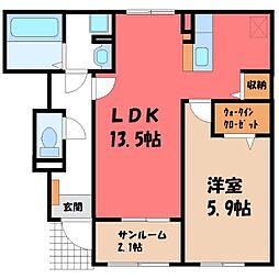 パラッツオ B 1階1LDKの間取り