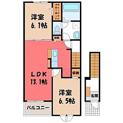 パラッツオ A 2階2LDKの間取り