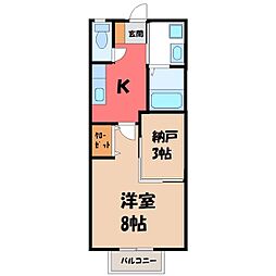 プラスエッジ 2階1SKの間取り