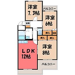 ファランドール井野 1階3LDKの間取り