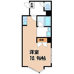キュウブEX北代田 2階ワンルームの間取り