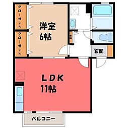 オリーヴ II 2階1LDKの間取り