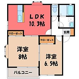 キャッスルB 2LDKの間取図画像