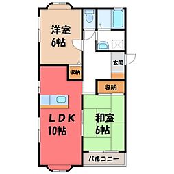 パークサイド I 1階2LDKの間取り