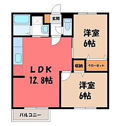 エトワール畔見A 2LDKの間取図画像