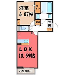 ピアニー 1LDKの間取図画像