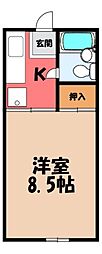 こーぽかさゆ 1Kの間取図画像