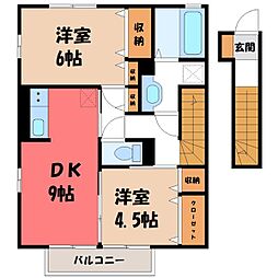 ムーンライトA 2DKの間取図画像
