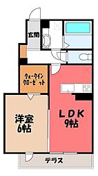高崎市歌川町アパート 1LDKの間取図画像