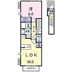 クレメント 1LDKの間取図画像