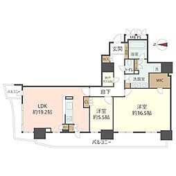 ローレルタワー堺筋本町 2LDKの間取図画像