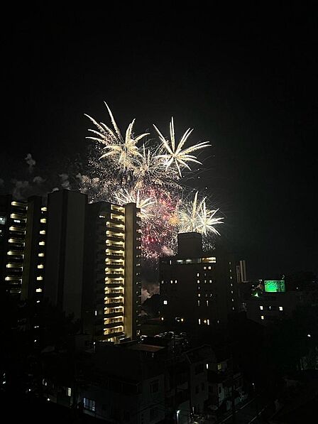 2026.8.1 岡崎花火大会 本物件バルコニーより撮影 夜空に広がる、華やかなひとときをお楽しみいただけます!